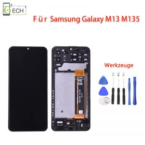 Für Samsung Galaxy M13 M135F LCD Display Rahmen Touchscreen Schwarz
