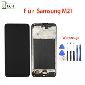 Für Samsung Galaxy M21 2020 M215 LCD Display mit Rhamen Touch Screen Bildschirm + Werkzeuge