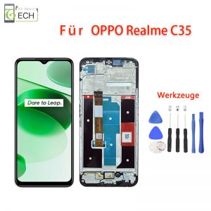 Für Oppo Realme C35 RMX3511 LCD Display mit Rahmen Bildschirm Touch Screen
