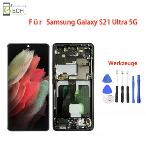 OLED Display für Samsung Galaxy S21 Ultra 5G G998B LCD + Rahmen Touchscreen Schwarz